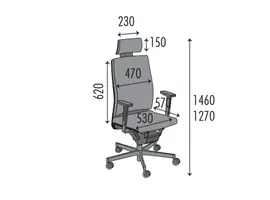 Director 1860 bureaustoel zwart leder