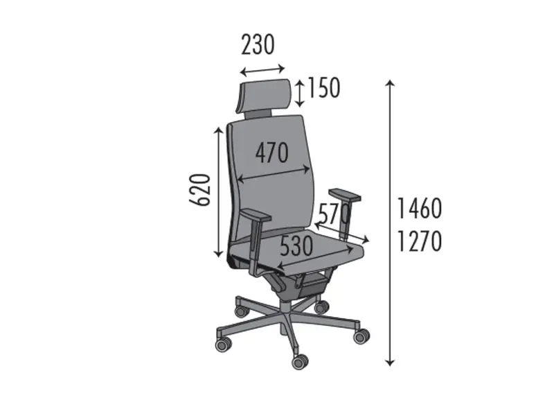 Director 1860 bureaustoel zwart leder