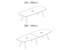 Rail vergadertafel 240 tot 440cm