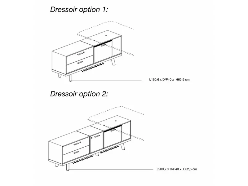 Rail desk contenitore bureau exécutif