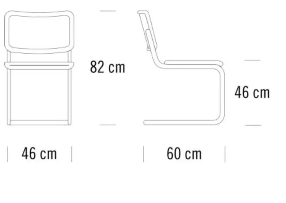 Thonet S32 V sledestoel vlechtwerk zonder armleuning