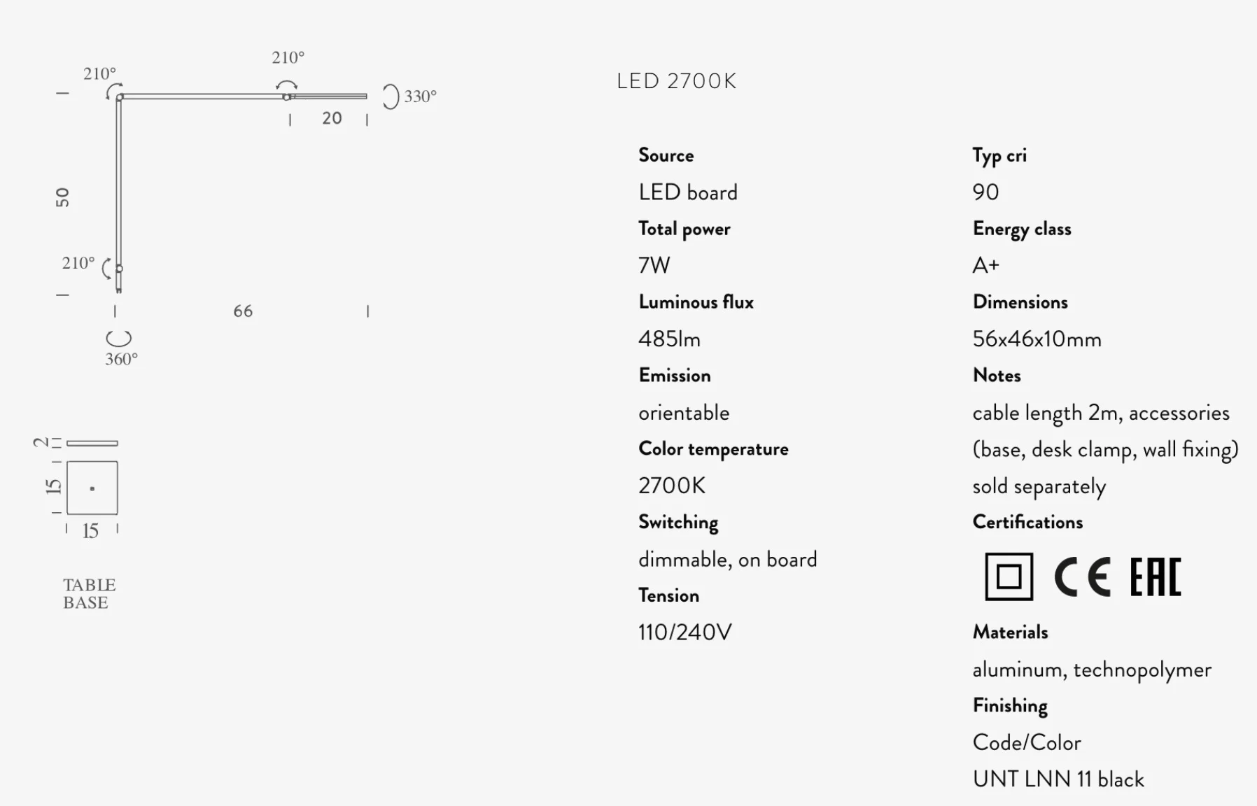 Nemo lighting  Nemo Untitled Linear bureaulamp LED