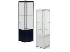 Vitrine Pictor avec spot L50 reposant sur une armoire verrouillable