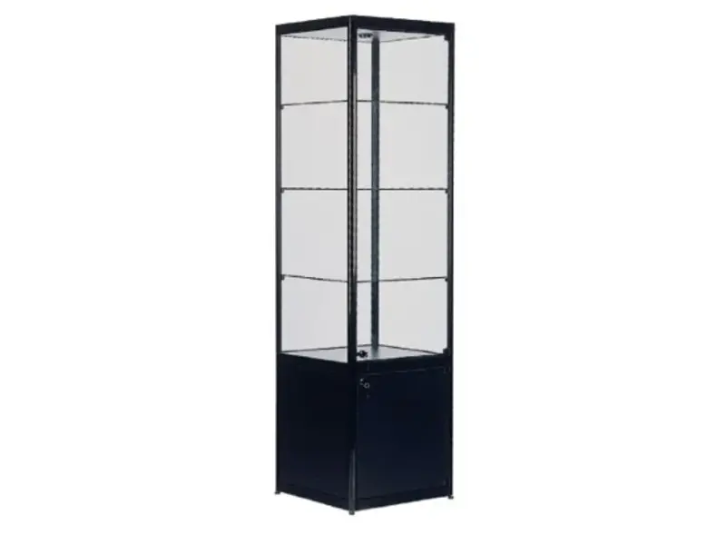 Vitrine Pictor avec spot L40 reposant sur une armoire verrouillable