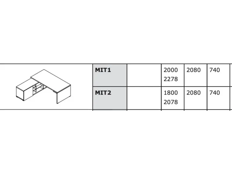 Mito directiebureau met lowboard