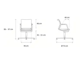 Titan 3D chaise visiteur avec roulettes en tissu ou cuir