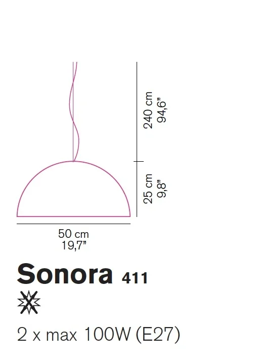 Oluce Sonora 411 hanglamp, Ø50cm designlamp