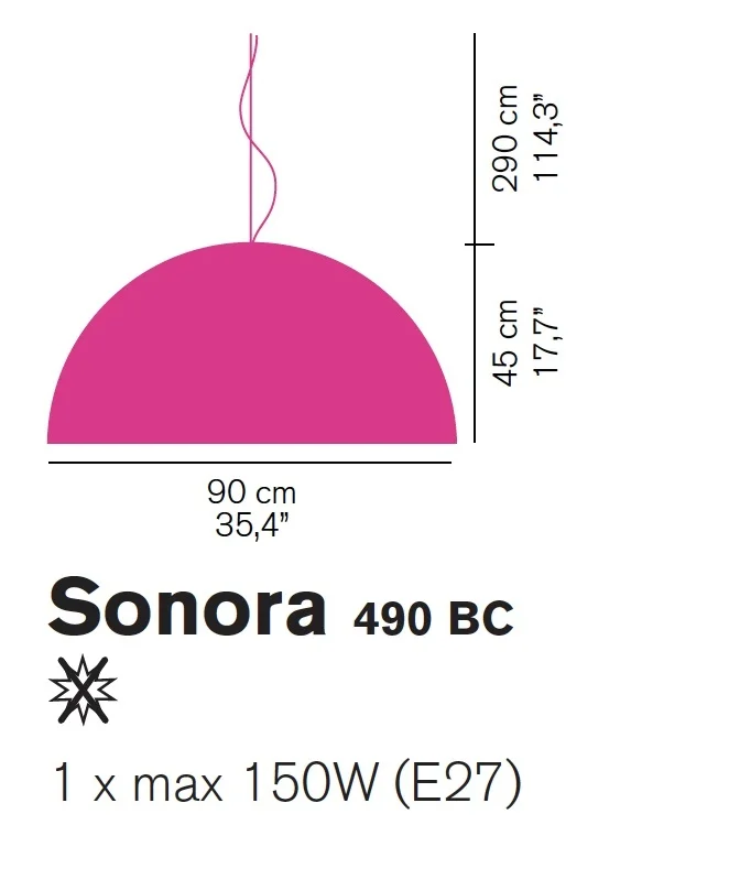 Oluce Sonora 490  hanglamp, Ø90cm