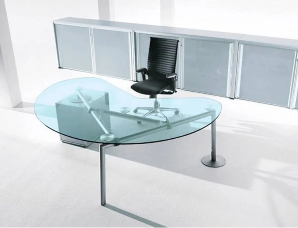 ULTOM Ultom Isotta bureau forme haricot – bureau direction design avec plateau en verre
