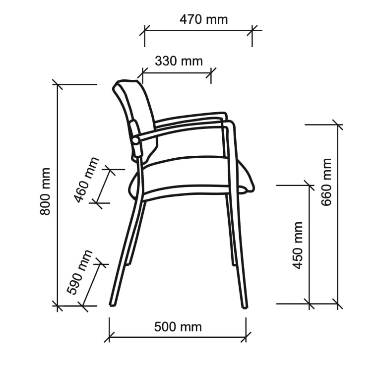 BNO Chaise Officina en tissu, empilable