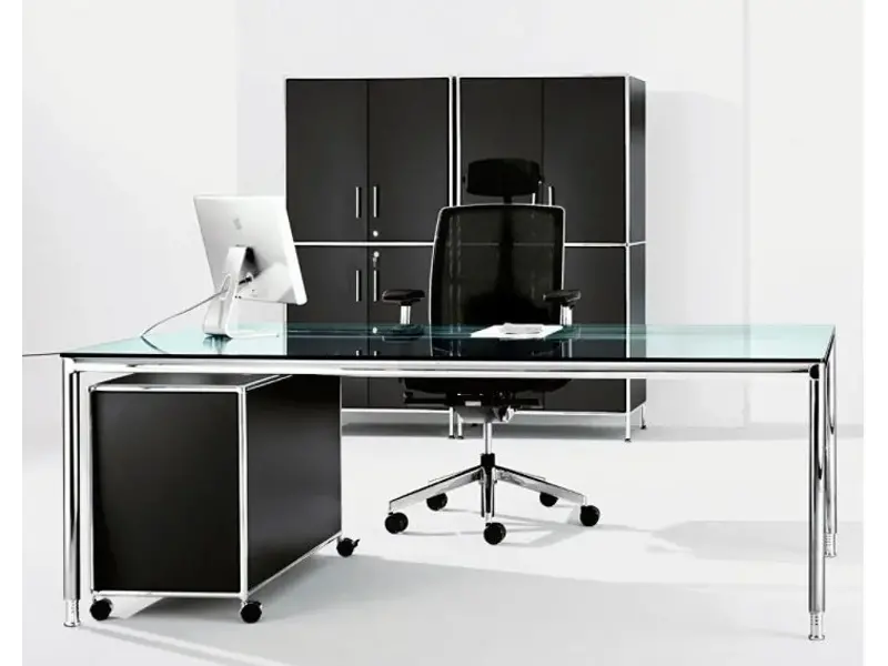 S-Line bureau van 180 en 200cm in zwart melamine