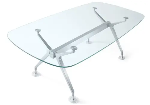 Silver table de conférence en argent en verre