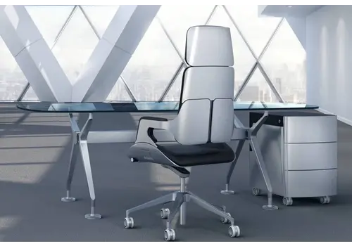 Silver bureau exécutif argent en verre