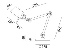 Bolt bureaulamp 2 arm foot Small