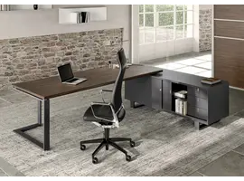 Alea Archimede  directiebureau in L-vorm met lage aanbouwkast Archimede  directiebureau in L-vorm met lage aanbouwkast