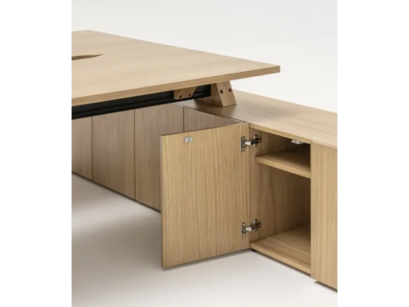 Viga directiebureau 2 persoonseiland met dressoir  en eiken of Fenix tafelblad