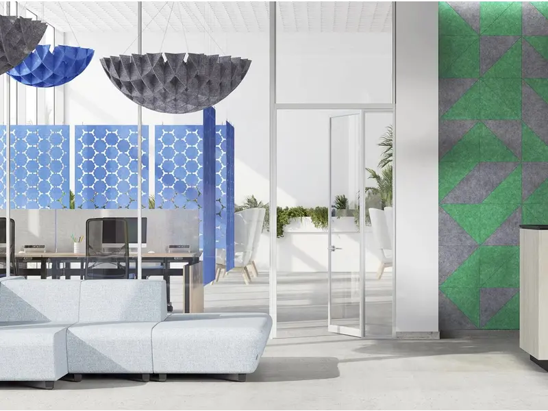 Artwork Clouds akoestische scheidingswand  100% gerecycleerd