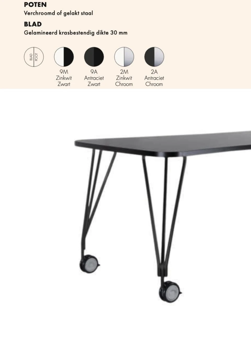 Kartell  Max table de travail sur roulettes