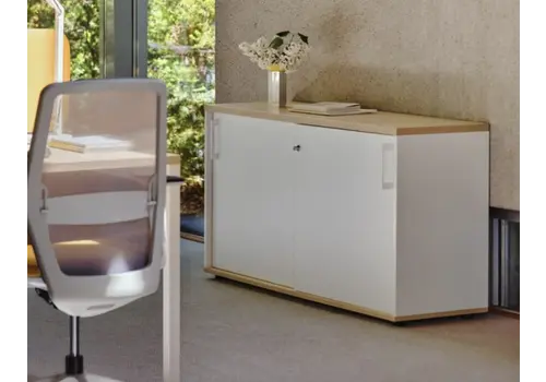 Basic armoire large bas étroit avec porte coulissante