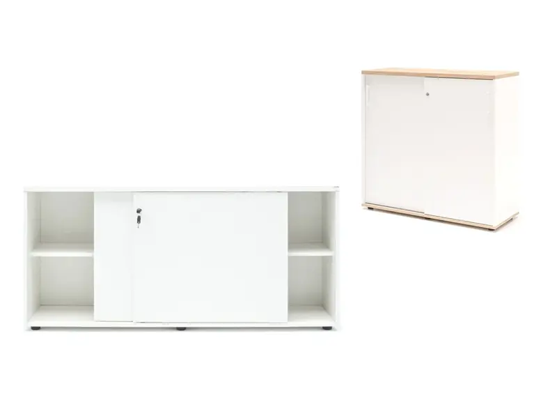 Basic armoire bas étroit avec porte coulissante