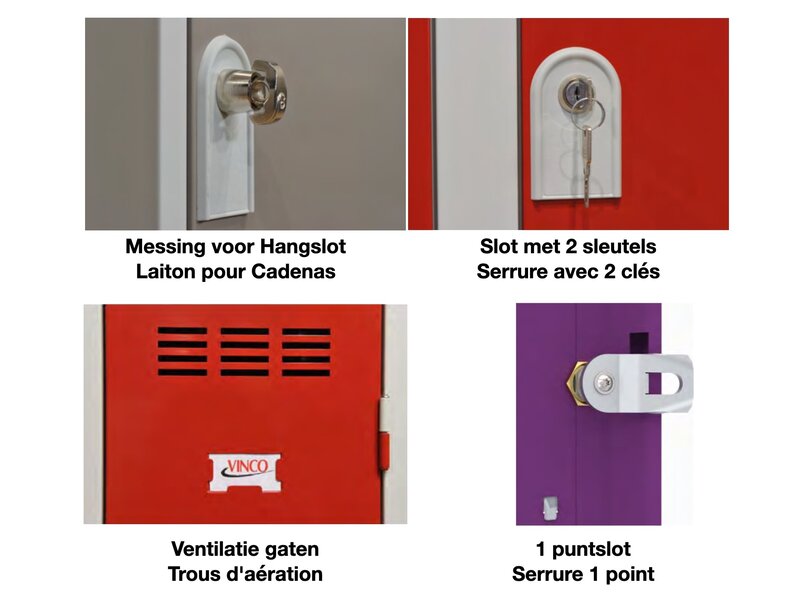 Metalen lockerkast 2 deuren - Propere industrie - H.180 x L.60 cm