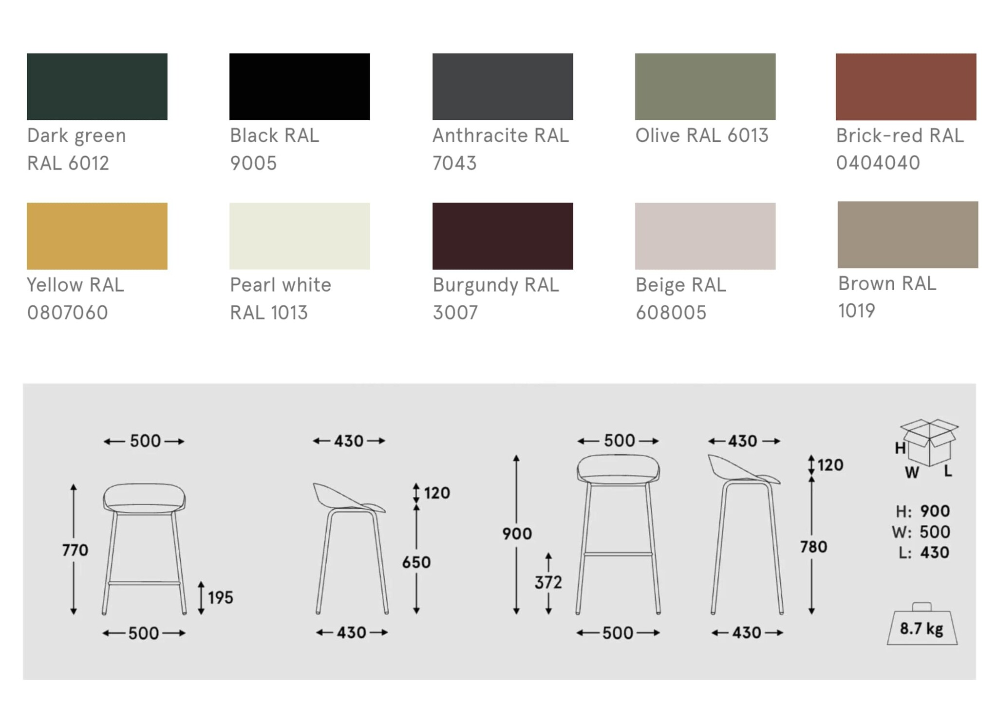MDD  Team tabouret haut en polypropylène