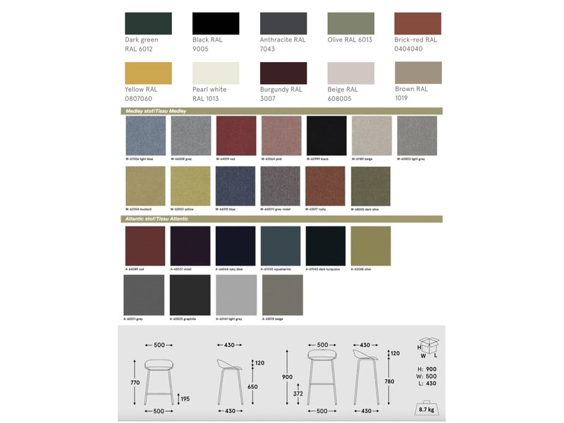 Team hoge kruk met stoffen zitting