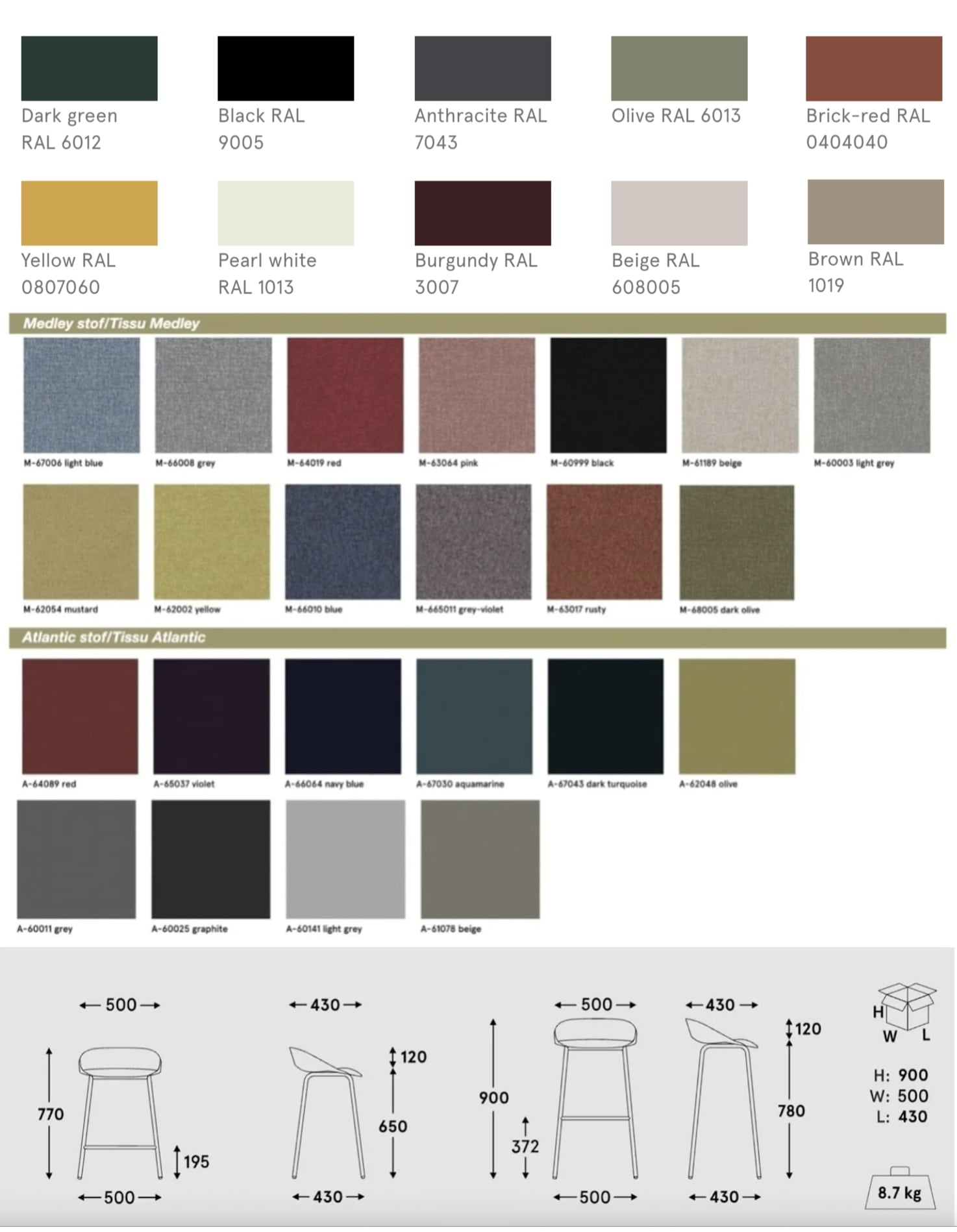 MDD Team tabouret haut avec assise en tissu MDD Team tabouret haut avec assise en tissu