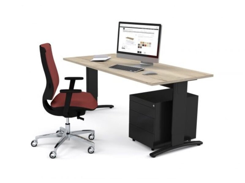 Flexaro Entrada bureau rectangulaire – Bureau élégant avec pied en T et hauteur réglable