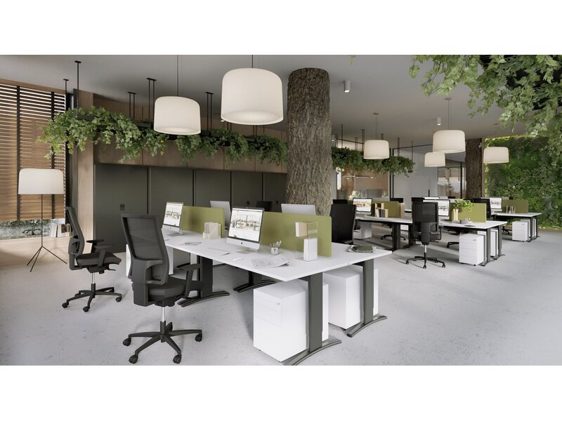 Flexaro Entrada bureau rectangulaire – Bureau élégant avec pied en T et hauteur réglable