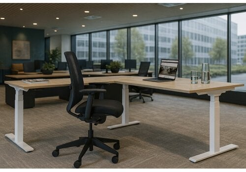 S-Line bureau d'angle à réglage électrique assis-debout