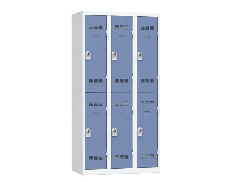 Casier vestiaire Vinco métallique 6 cases – Armoire monobloc industrielle avec haute résistance, ventilation et serrure sécurisée