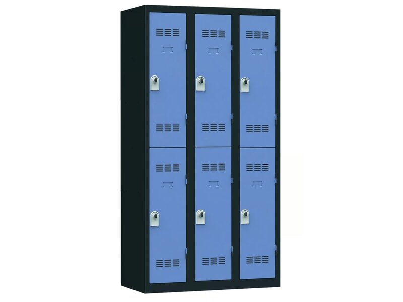 Casier vestiaire Vinco métallique 6 cases – Armoire monobloc industrielle avec haute résistance, ventilation et serrure sécurisée