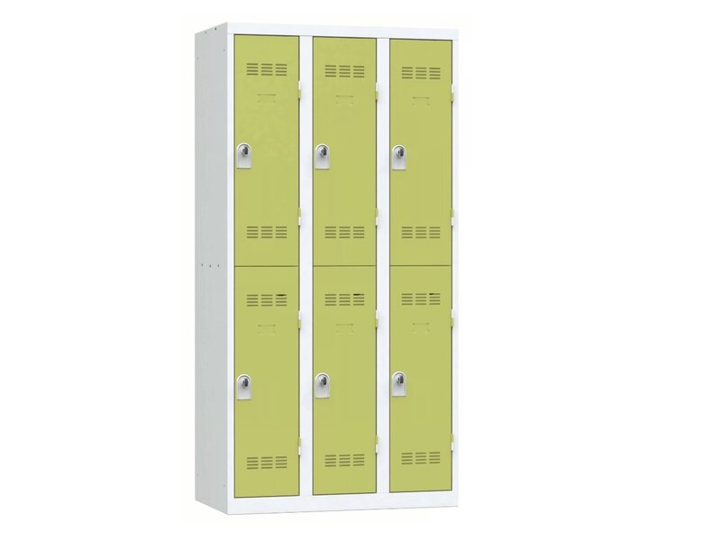 Casier vestiaire Vinco métallique 6 cases – Armoire monobloc industrielle avec haute résistance, ventilation et serrure sécurisée