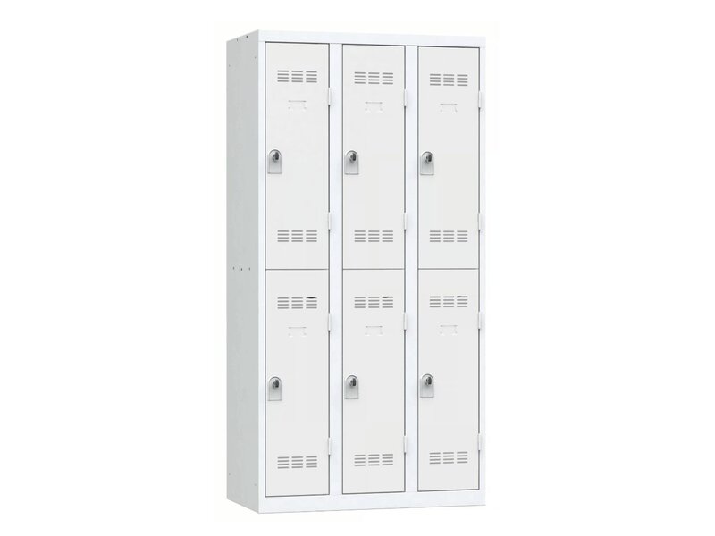 Casier vestiaire Vinco métallique 6 cases – Armoire monobloc industrielle avec haute résistance, ventilation et serrure sécurisée