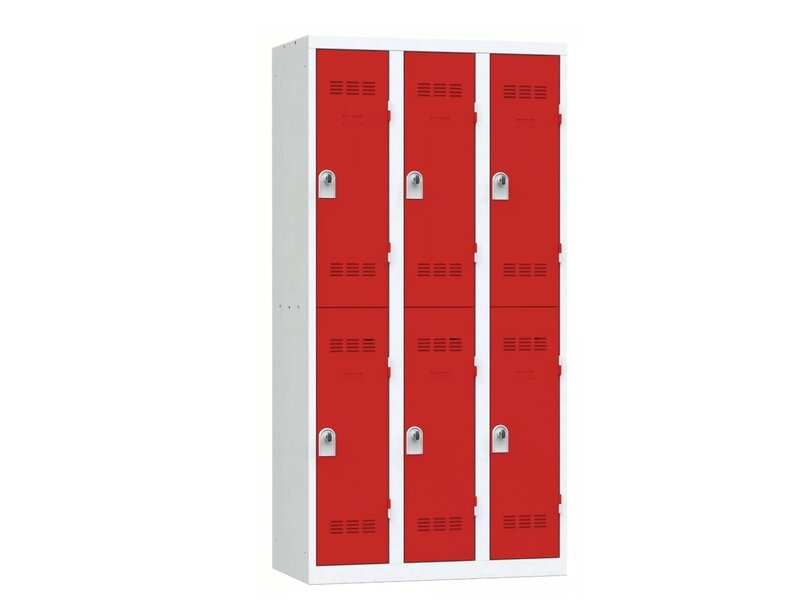 Casier vestiaire Vinco métallique 6 cases – Armoire monobloc industrielle avec haute résistance, ventilation et serrure sécurisée