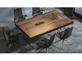 Narbutas Air executive vergadertafel in fineerhout – Design vergadertafel met geïntegreerd kabelbeheer voor directie en vergaderruimtes