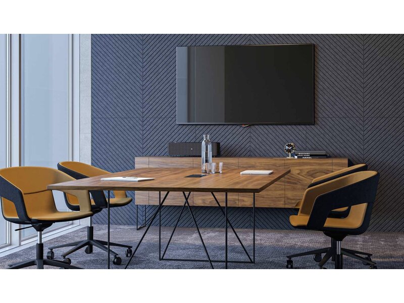 Narbutas Air lage kast in fineerhout – Design dressoir met zwevend effect en metalen poten