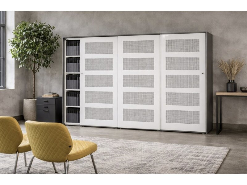 Flexaro Slide & Go – Armoire acoustique haute à portes coulissantes 192 cm pour bureaux ouverts