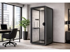 X-Pod Belcel – Akoestische 1-Persoons Werk- en Belcabine met Verstelbare Tafel, Verlichting & Ventilatie | Direct Leverbaar