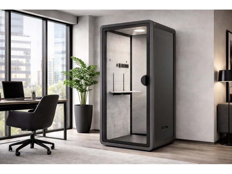 X-Pod Belcel – Akoestische 1-Persoons Werk- en Belcabine met Verstelbare Tafel, Verlichting & Ventilatie | Direct Leverbaar