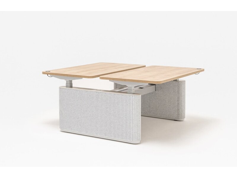 MDD Ogi Drive elektrisch verstelbaar zit-sta benchbureau met PET-viltpanelen – ergonomische en akoestische duo-werkplek