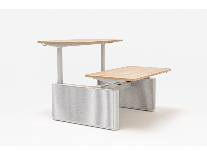 MDD Ogi Drive elektrisch verstelbaar zit-sta benchbureau met PET-viltpanelen – ergonomische en akoestische duo-werkplek