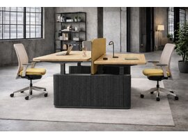 MDD Ogi Drive elektrisch verstelbaar zit-sta benchbureau met PET-viltpanelen – ergonomische en akoestische duo-werkplek