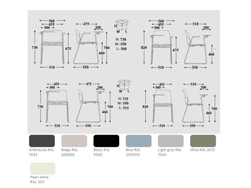 MDD Lena stapelbare vergaderstoel – modulaire oplossing voor conferentie-, opleidings- en auditoriumruimtes
