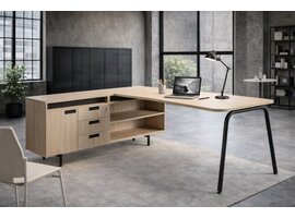 Narbutas Round L-bureau met vaste aanbouw – flexibel werkplekconcept voor moderne kantoren