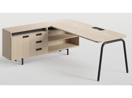 Narbutas Round L-bureau met vaste aanbouw – flexibel werkplekconcept voor moderne kantoren