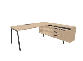 Narbutas Round L-bureau met vaste aanbouw – flexibel werkplekconcept voor moderne kantoren