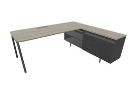 Narbutas Round L-bureau met vaste aanbouw – flexibel werkplekconcept voor moderne kantoren