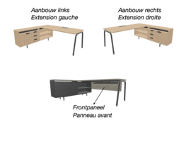 Narbutas Round L-bureau met vaste aanbouw – flexibel werkplekconcept voor moderne kantoren